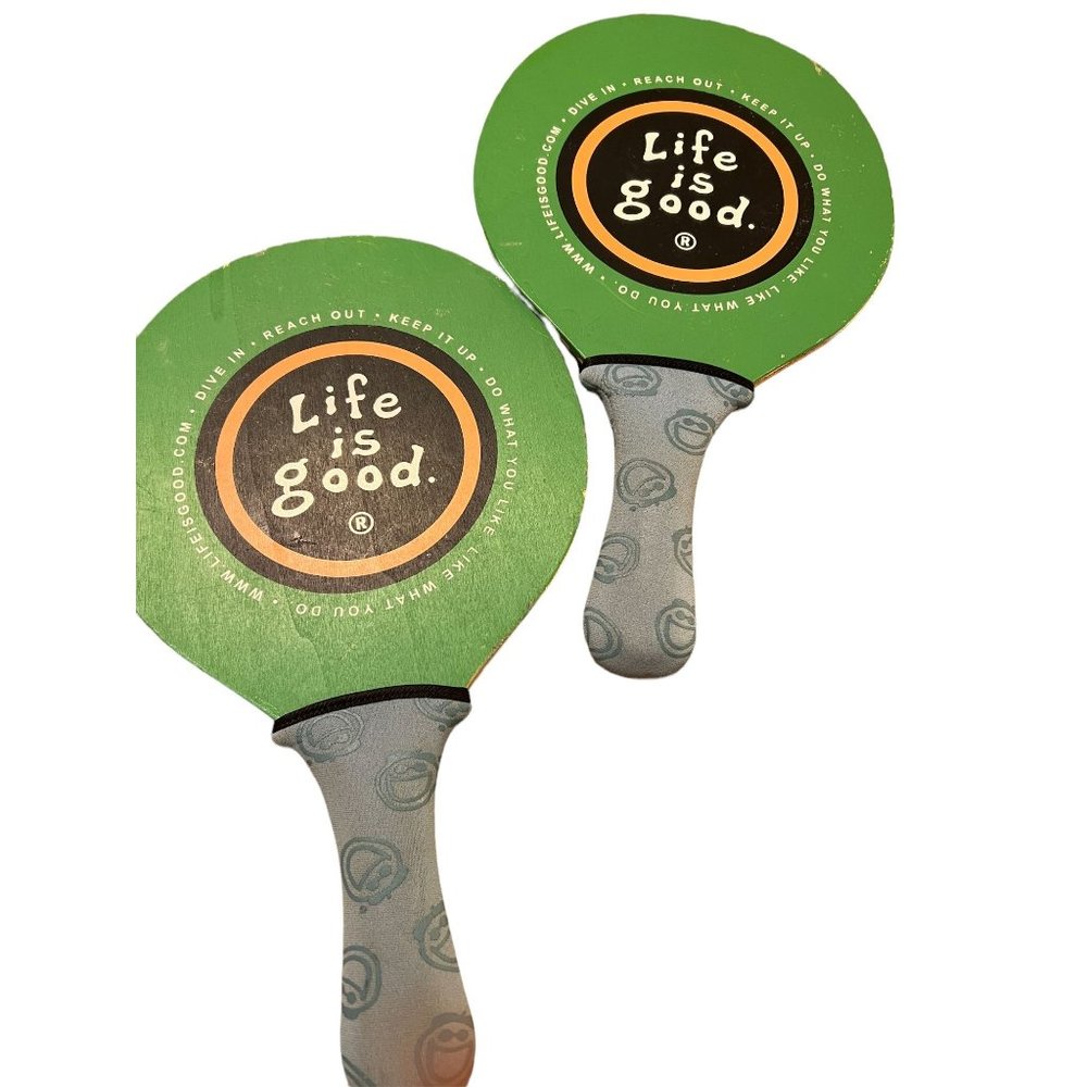 Set of Life is Good Paddles Beach Table Tennis Painted wood foam handles